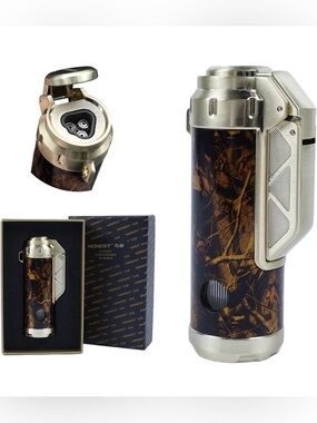 Torch Lighter,Triple Jet Flame Refillable Windproof Adjustable Gas Lighter